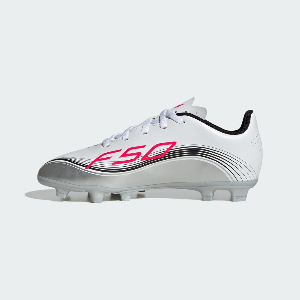 Zapato de Futbol Adidas F50 Messi Club Blanco-Metalico FG/MG Niño
