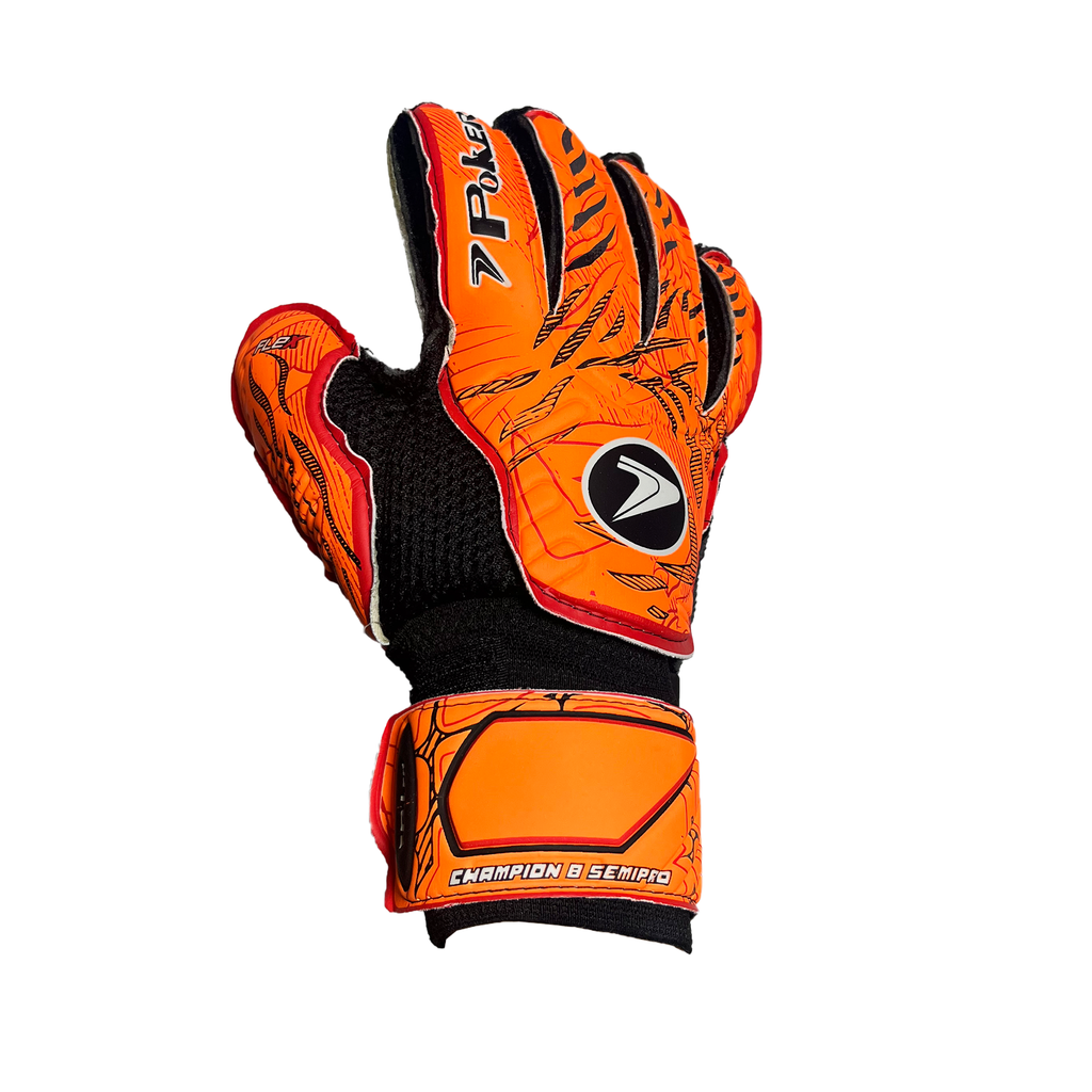 Guantes de Arquero Poker Champion Semiprofecional Naranja Adulto